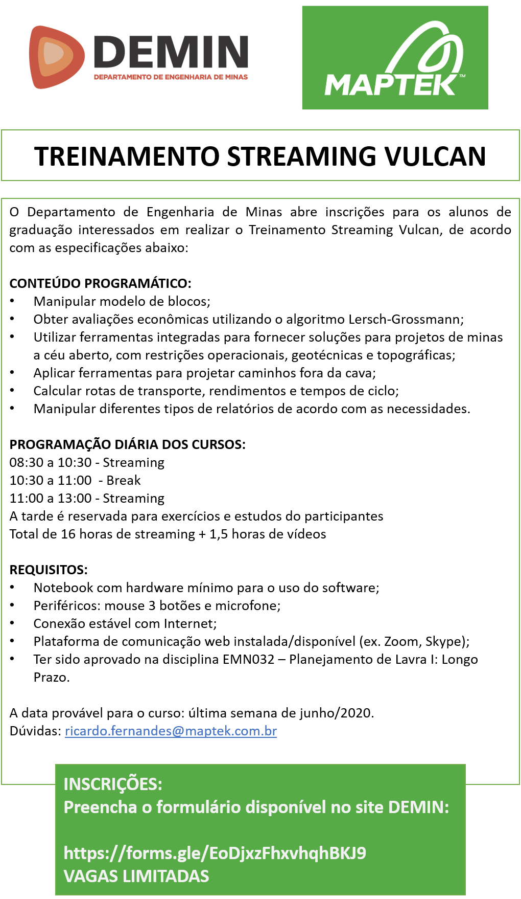 Departamento de Engenharia de Minas da UFMG